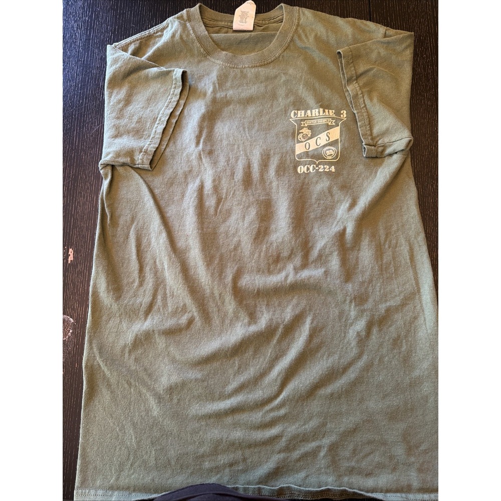 USMC OCS Charlie 3 OCC-224 T-Shirt Mens S Olive Gildan Heavy Cotton